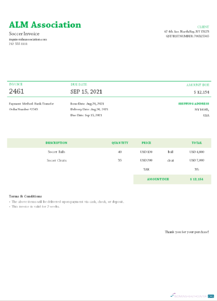 Download USA ALM Association invoice Photoshop template